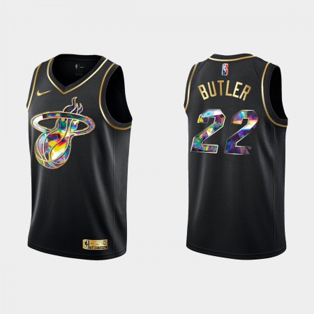 Herren NBA Miami Heat Trikot Jimmy Butler 22 Nike 2021-2022 Schwarz Golden Edition 75th Anniversary Diamond Swingman